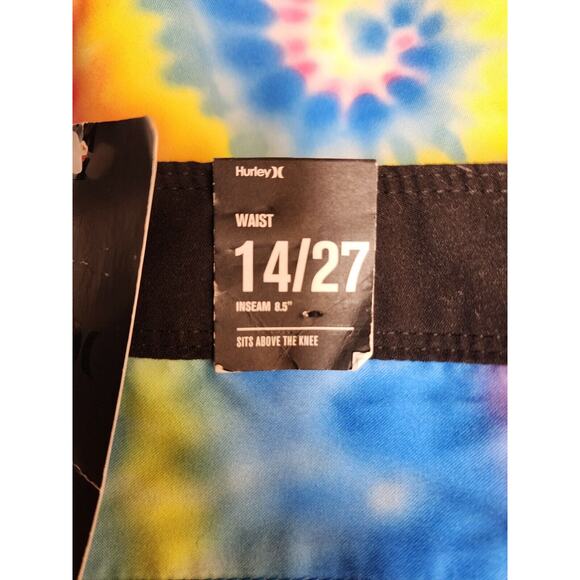 Hurley Boys Boardshorts Size 14/27 Printed Tie Dye Swim Trunks Beach Tie Waist - Picture 5 of 9